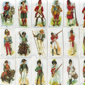 Old Englands Verteidiger. Moderner Nachdruck von 50 John Player Zigarettenkarten aus dem Jahr 1898. Soldaten Marine Militärgeschichte Uniformen
