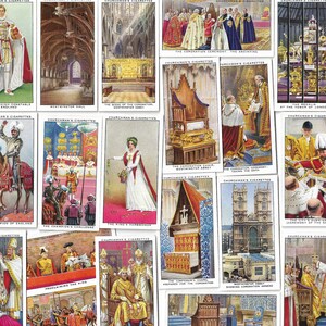 50 Vintage Zigarettenkarten - The King's Krönung George VI. 1937. Volles Set. Kirchenmann Tabakkarten Trade Cards. Royal Royal Geschichte