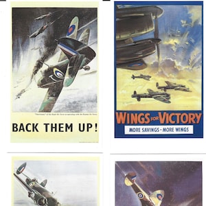 Wings for Victory - Cartes postales d'art d'affiches d'avions de guerre. Lot de 6 dans un bel emballage illustré. Seconde Guerre mondiale, Seconde Guerre mondiale, RAF Royal Air Force