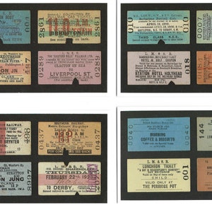 Vintage Bahntickets Postkarten. 6er Set in wunderschöner illustrierter Verpackung. Britisches Geschenk. Eisenbahnana Seaside Holyhead Reisetagebuch