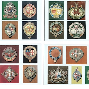 Postales de heráldica ferroviaria. Juego de 6 en un bonito envoltorio ilustrado. Trenes Regalo Armorial Postcrossing Heráldico Railfan