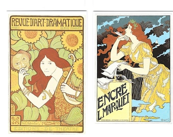 Berthon & Grasset Advertising Art Postcards. Set of 6 in beautiful illustrated wrapper. Vintage graphic design art nouveau France french