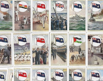 25 vintage sigarettenkaarten - Flags of the British Empire (2e serie). 1929. Volledige set. Wills Tobacco-kaarten Ruilkaarten. Wereldgeschiedenis