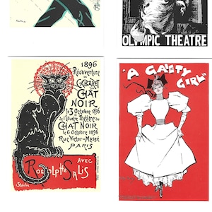 Cartoline di poster artistici del primo teatro. Set di 6 in una bellissima confezione illustrata. Regalo di design grafico per pubblicità vintage