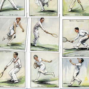 Rasentennis. Moderner Nachdruck des originalen Sets von 25 Wills Zigarettenkarten aus dem Jahr 1931. Sport Karten Schläger Sport British Geschichte Geschenk