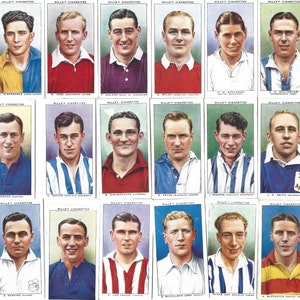 50 Vintage Zigaretten Karten - Verband Fußballer. 1939. Komplettes Set. John Spieler. Fußball, Fußball, Sportkarten Geschenk Stanley Matthews