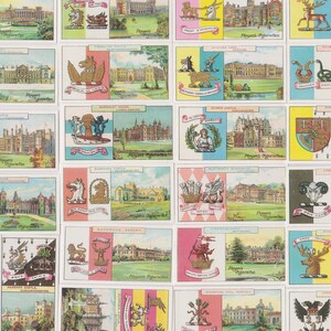 Assentos e armas country. Reimpressão moderna do conjunto completo original de 1906 de 50 cartas de cigarro John Player. Aristocracia, história britânica, heráldica.