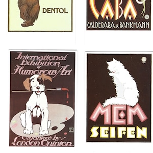 Pósteres publicitarios antiguos con postales de animales. Juego de 6 en un bonito envoltorio ilustrado. Ilustración vintage art deco art art nouveau regalo