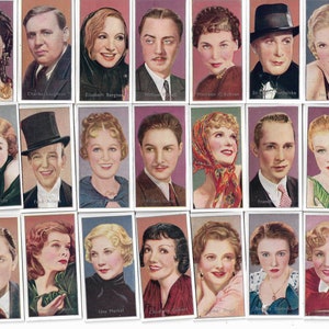 50 Vintage Cigarette Cards - Film Stars (by Desmond) 1936 Full Set. Carreras Tobacco cards Trade cards Gary Cooper Clark Gable Gracie Fields