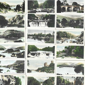 50 Vintage Cigarette Cards - Beauty Spots of Great Britain. 1927. Full Set. Cavanders. Tobacco cards. Hand-coloured real photographs