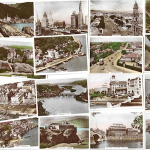44 Vintage Cigarette Cards - World Travel Real Photographs. 1939. Full Set. Ardath. Tobacco cards. Hand-coloured, landmarks.