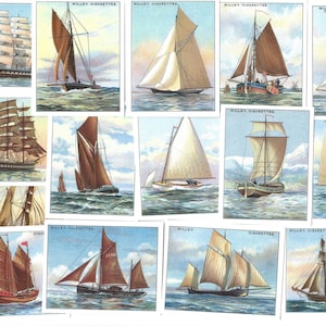 Rigs of Ships. Modern reprint of original 1929 full set of 25 Wills cigarette cards. Boats History Historical Navy