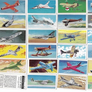 24 Cartões de Chá Vintage - Asas de Velocidade. Chá de Lyon. Conjunto completo. Item original (1961) Aviões Avgeek Flying Aviation Gift History