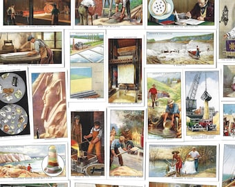 50 Vintage Cigarette Cards - The Story of Sand. 1935. Full Set. Ogdens. Tobacco cards. Science, scientist, arenology gift