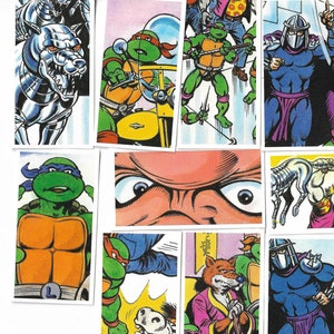 12 cartes de thé vintage - Teenage Mutant Ninja Turtles. Brooke Bond. Ensemble complet. Article original (1990) TMNT Rafael Donatello Geek Nerdy Comic Gift