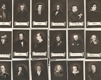 25 Vintage Cigarette Cards - Celebrities & Their Autographs (3rd series) 1923. Full Set. Sarony. WG Grace, Samuel Pepys, Daniel Defoe Rookie