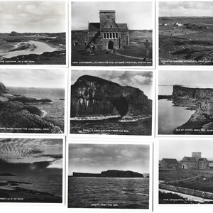 Conjunto de cartões postais Staffa e Iona dos anos 1930. 12 cartões postais. Fotografias reais em caixa comemorativa. Escócia Scottish Gift Ilhas Hébridas Interiores