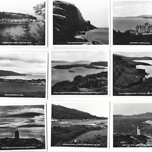 Ensemble de cartes postales de l’île de Mull des années 1930. 12 cartes postales. De vraies photographies dans une boîte commémorative. Écosse Château phare cadeau écossais