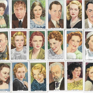 48 Vintage Cigarette Cards - My Favourite Part. 1939 Full Set. Gallaher. Tobacco cards Trade cards. Vintage Hollywood Actresses Actors Gift