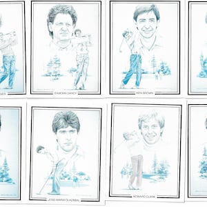 Ganadores de la Ryder Cup: juego completo de 15 tarjetas deportivas emitidas por Birchgrey en 1987. Regalo de Nick Faldo Seve Ballesteros