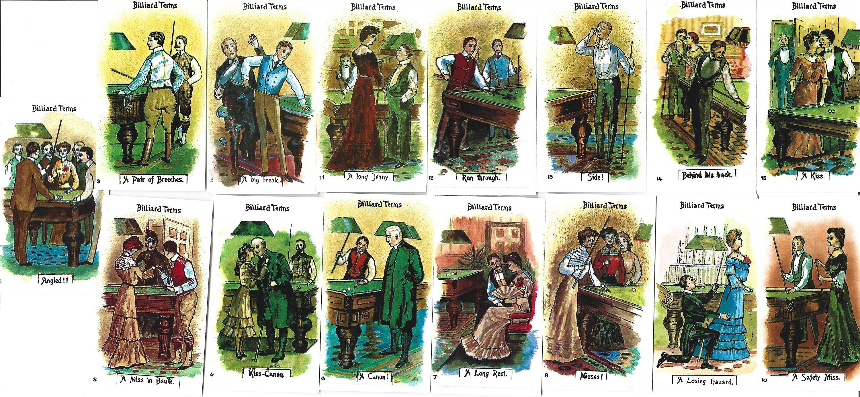 Billiard Terms. Modern Reprint of Original Early 1900s Full Etsy