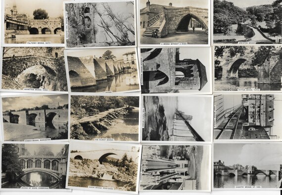 48 Vintage Cigarette Cards - the Bridges of Britain. 1938. Full Set Pattreiouex  Tobacco Cards Trade Cards. Architecture Engineering History