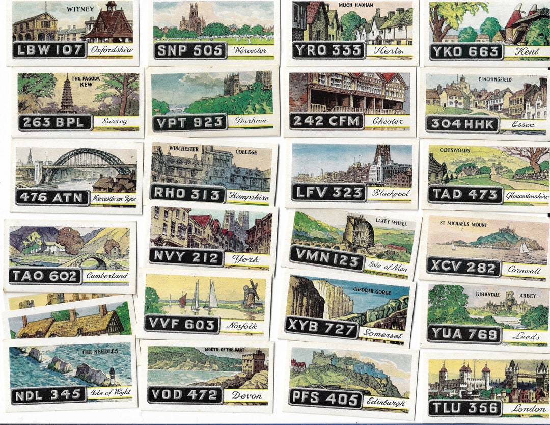 Classic Car Registration Numbers Complete Set of 25 Tea Cards Issued by
