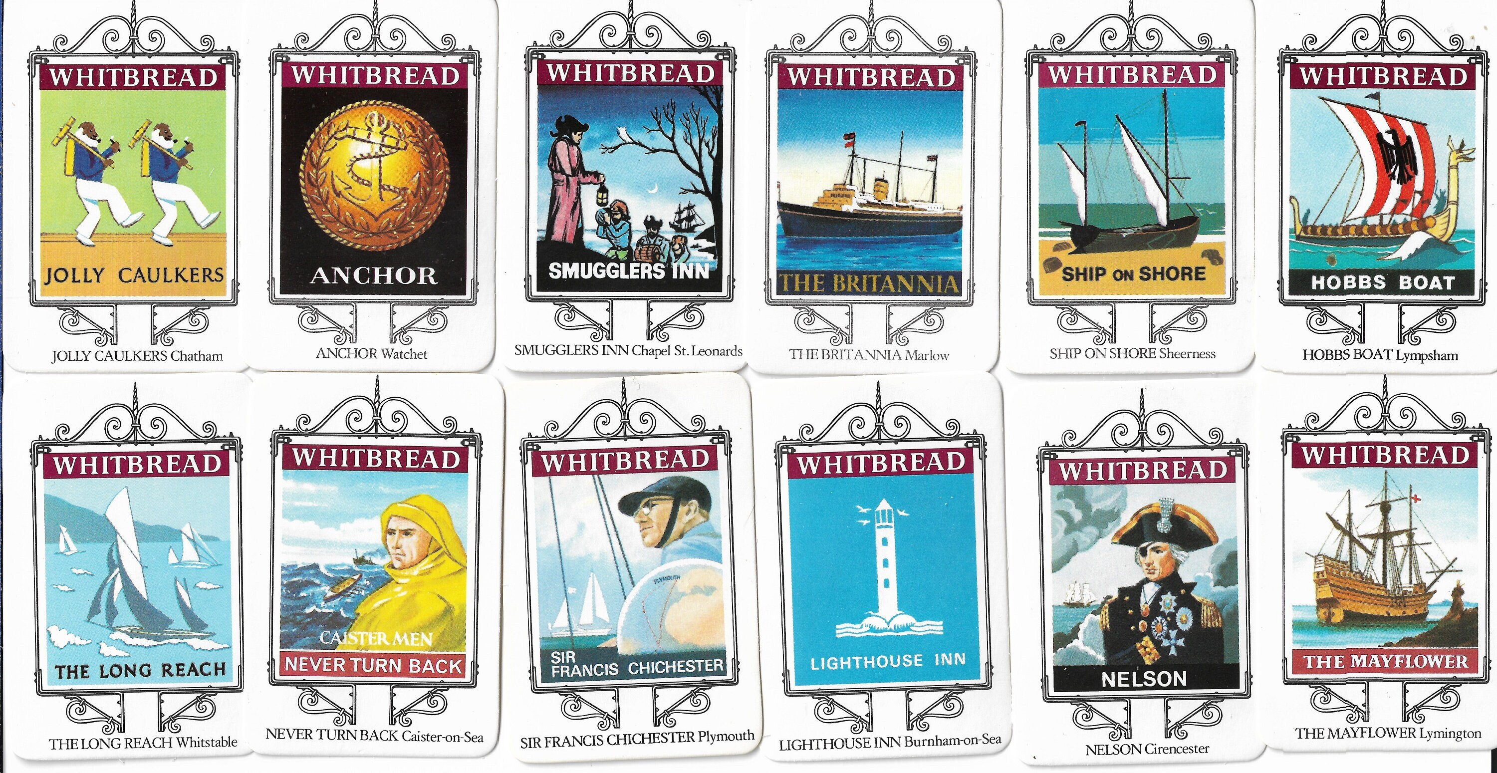 The History of Whitbread Inn Pub Signs maritime Complete Set of 25