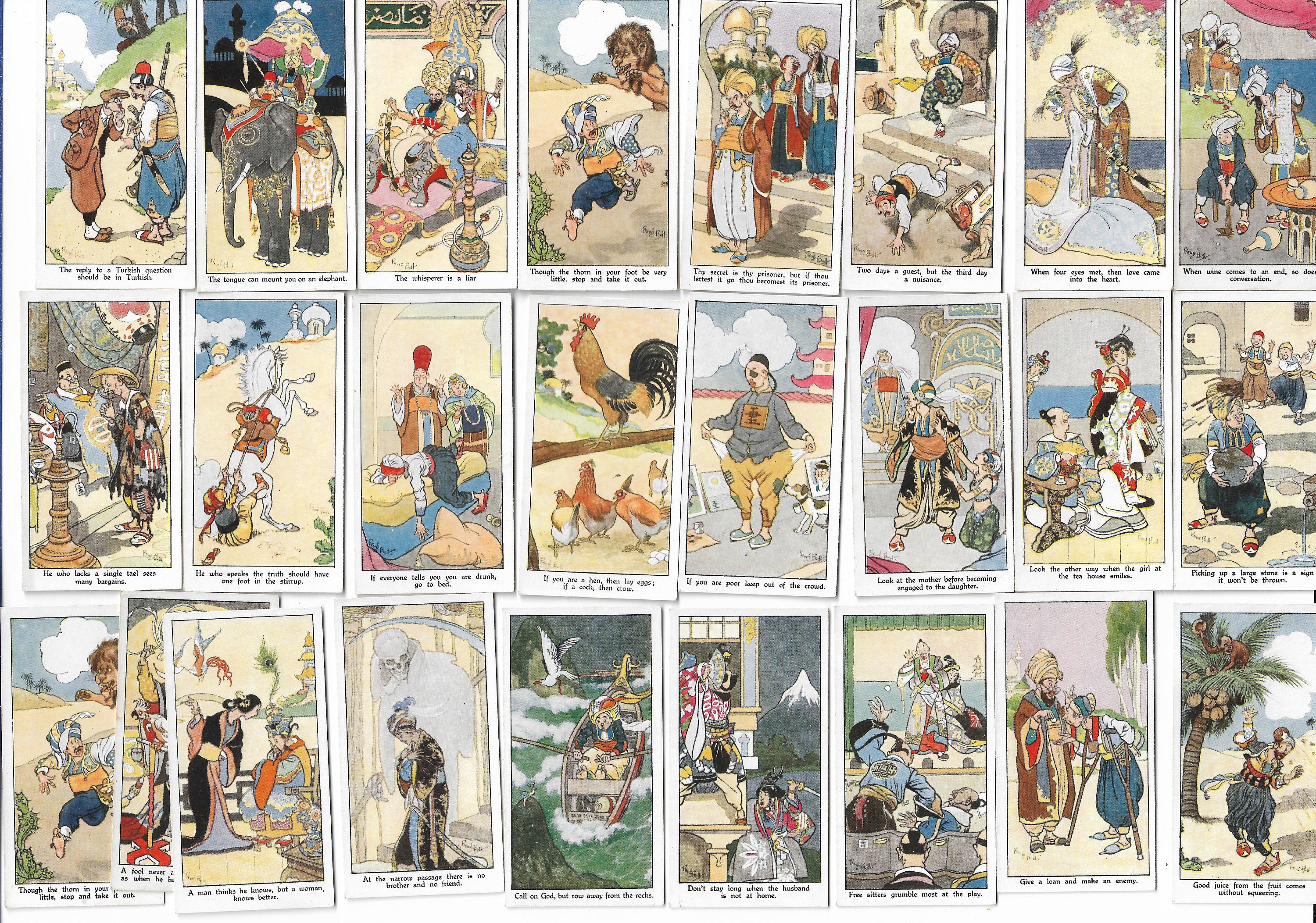25 Vintage Cigarette Cards - Eastern Proverbs. 1931. Full Set. Churchman. Tobacco cards Trade cards. China Chinese Mythology Gift