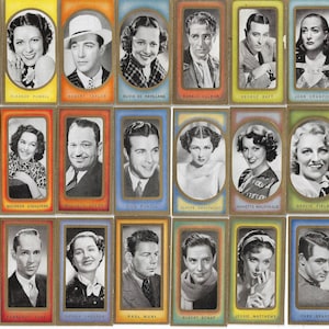 50 Vintage Cigarette Cards - Film Favourites. 1938. Full Set. Carreras. Tobacco cards Trade cards. Vintage Hollywood Movie Memorabilia Gift