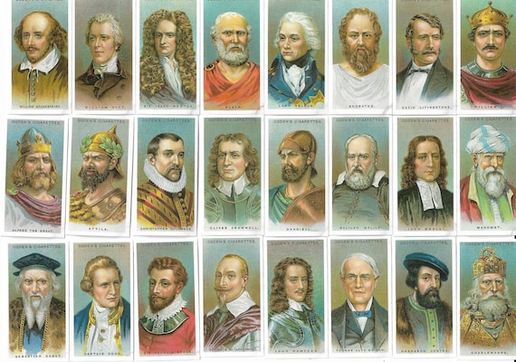 ogdens cigarette cards value Leaders of Men. Modern reprint of original 1924 full set of 25 Ogdens  cigarette cards. Historical Figures