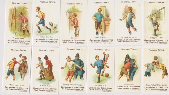cigarette terms Football Terms. Modern Reprint of Original 1900 Full Set of 12 Faulkner  Cigarette Cards. Vintage, Soccer, Sports Cards, Footballer Gift