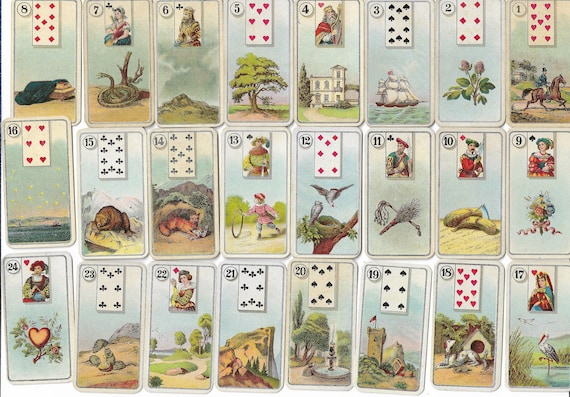 carreras cigarette cards 36 Antique Fortune Telling Cards from 1926. Full set issued by Carreras.  Cigarette cards Trade cards. Clairvoyance Tarot Gift