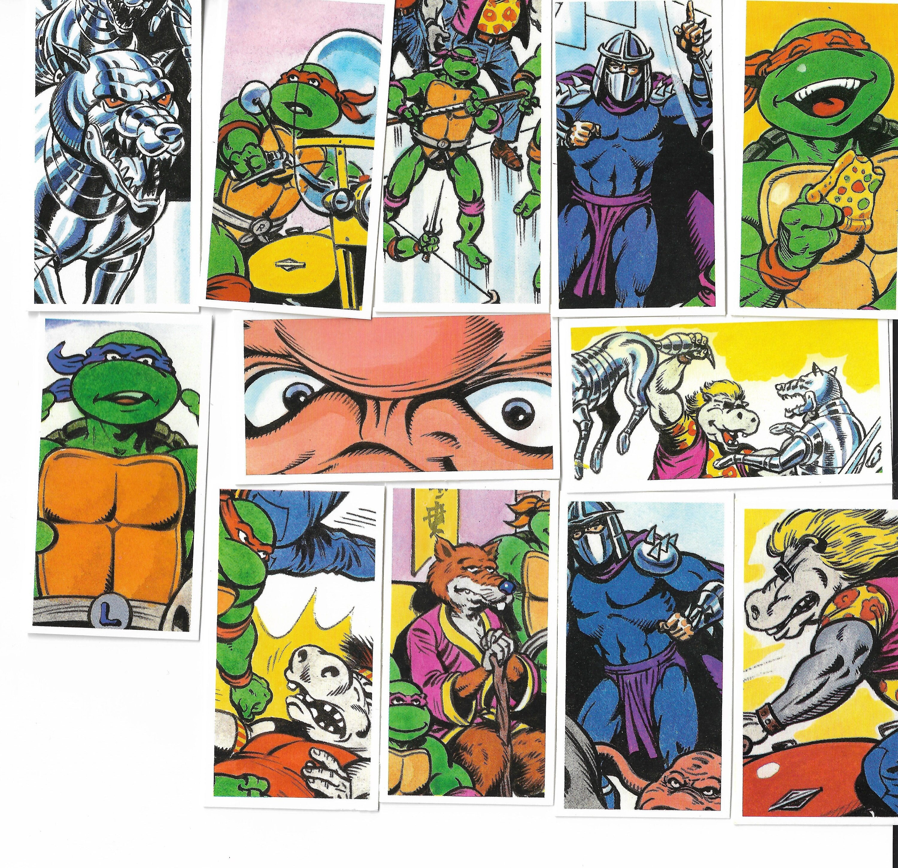 12 Vintage Tea Cards - Teenage Mutant Ninja Turtles. Brooke Bond. Full Set. Original item (1990) TMNT Rafael Donatello Geek Nerdy Comic Gift