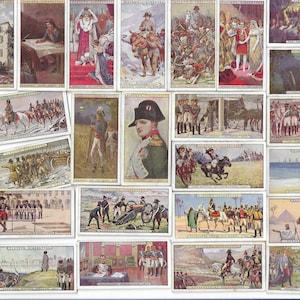 25 Vintage Zigarettenkarten - Napoleon. 1915. Komplettes Set. John Player Tabakhandelskarten. Bonaparte Geschichte Frankreich Historiker Empire Geschenk