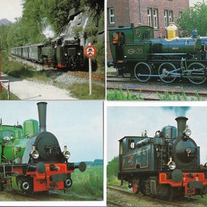 Locomotoras holandesas. Juego de 4 postales. Trenes Ferrocarriles Locomotora Países Bajos Nederland Railwayana.