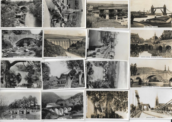 48 Vintage Cigarette Cards - the Bridges of Britain. 1938. Full Set Pattreiouex  Tobacco Cards Trade Cards. Architecture Engineering History