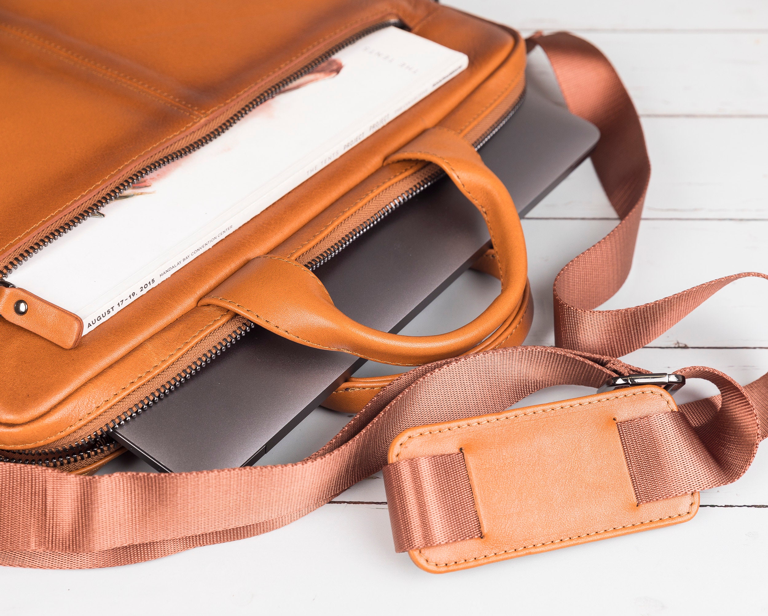 Genuine Leather Laptop Bag Macbook Shoulder Bag Briefcase Etsy