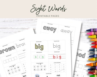 Sight Words Printable Worksheets, 94 Dolch Starter Sight Words, Printable Worksheets, Preschool Worksheets