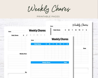 Weekly Chores Chart for Toddlers, Pre-Teens, Teens and Adults, Kids Chores, Chores Chart, Responsibility Chart, Chore Chart Printable