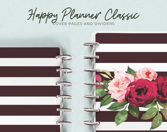 Capa para impressão Classic Happy Planner, inserções de painel e divisória, recarga para impressão, vários designs, capa para impressão, disco encadernado, PDF