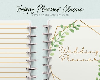 Planejador de casamento, capa para impressão do Classic Happy Planner, inserções de painel e divisória, recarga para impressão, capa para impressão, disco encadernado, PDF