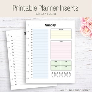 Día de un vistazo imprimible Inserts, Happy Planner Classic, Happy Planner Big, Happy Planner Mini, A5, A4, CARTA de EE. UU., Planificador imprimible