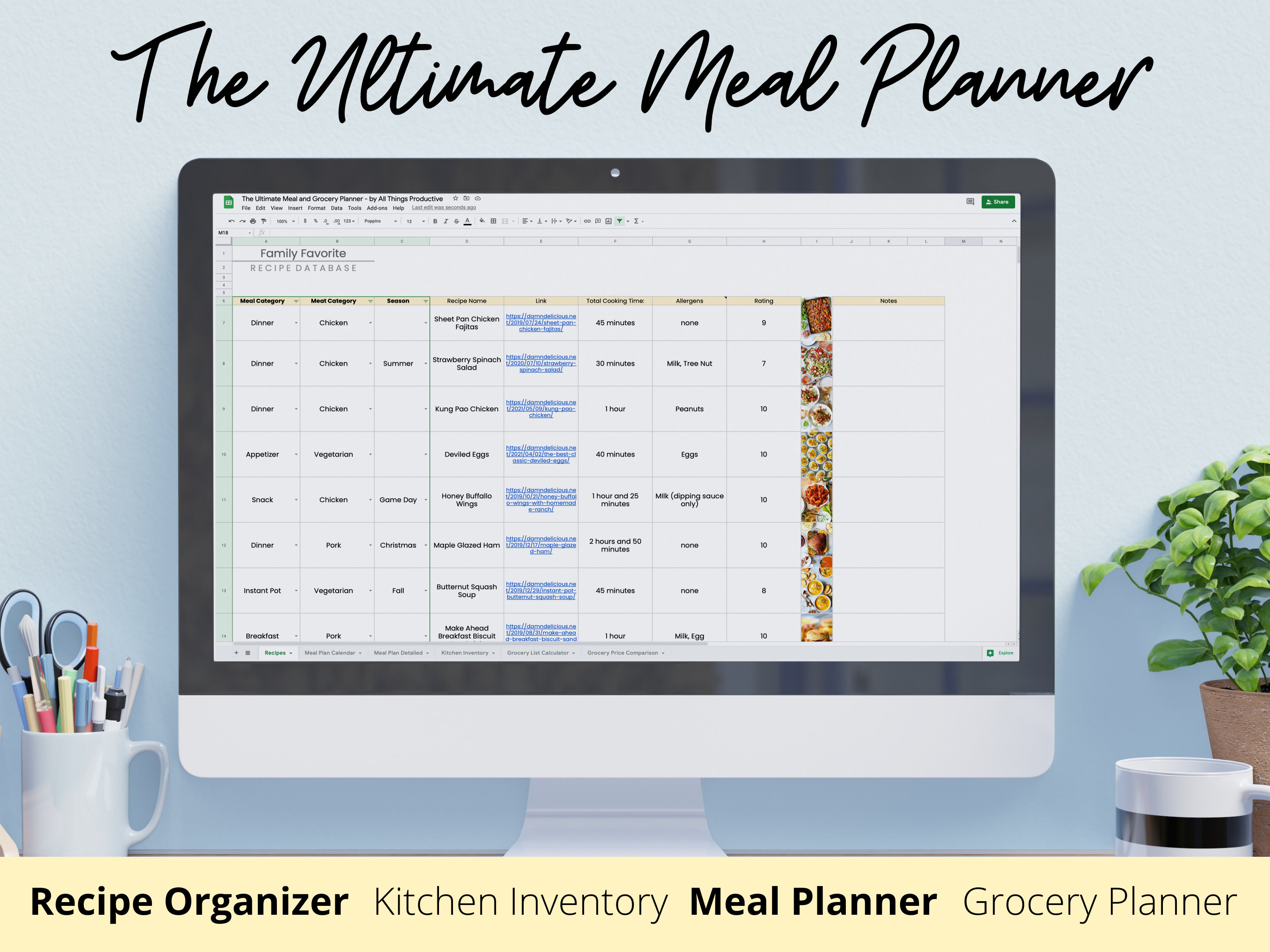 Meal Planner, Recipe Organizer, Kitchen Inventory, Grocery Planner ...