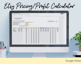 Calculadora de taxas e lucros Etsy, venda no Etsy, calculadora de taxas, calculadora de lucros, calcula automaticamente, planilhas do Google, download instantâneo