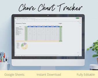 Chore Chart Tracker, Allowance Tracker, Kids Responsibiltiy Chart, Digital Chore Chart, Reward Chart, Chore Chart Kids, Fully Editable
