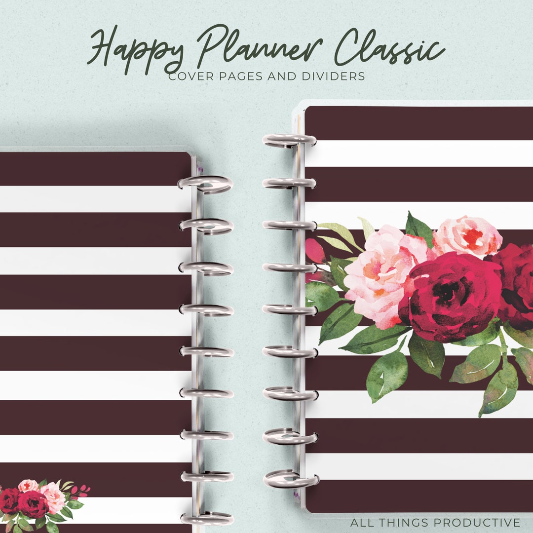 Classic Happy Planner Printable Cover, Dashboard and Divider Inserts ...