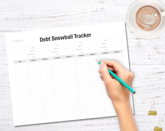 Rastreador de bola de neve de dívida para impressão, planilha de pagamento de dívida, rastreador de pagamento de dívida, planejador de dívida, gráfico de metas sem dívida, download instantâneo