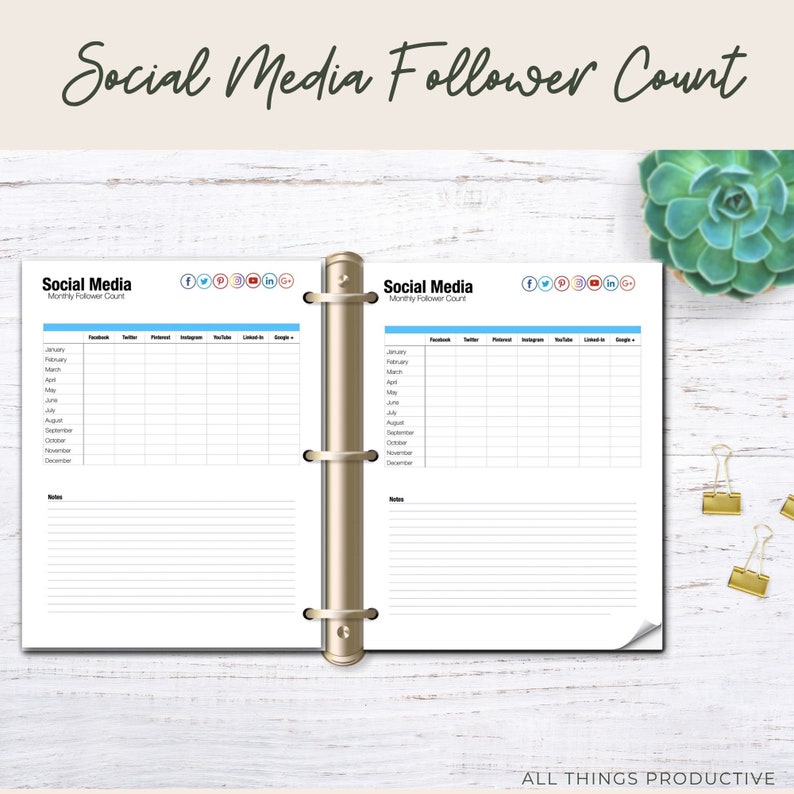 Social Media Tracker, Social Media Planner Insert, Social Media Follower Count, Instagram Followers, Social Media, Printable Planners image 1