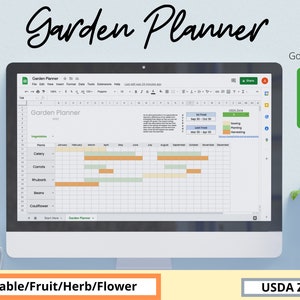 Garden Planner Spreadsheet, USDA Zones, Vegetable, Fruit, Herb and Flower, Sowing, Planting, Harvesting